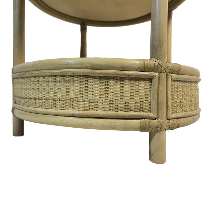 Βοηθητικό τραπέζι Moody pakoworld pe rattan σε φυσική απόχρωση Φ55x51εκ