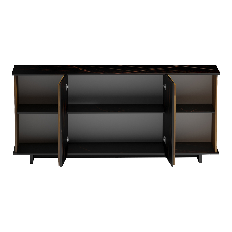 Μπουφές Zafore pakoworld καρυδί- μαύρο μαρμάρου 180x45x80εκ