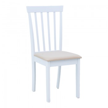 Καρέκλα Houston pakoworld rubberwood σε λευκή απόχρωση 40x49x94εκ