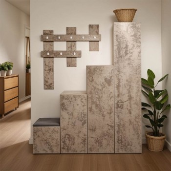Έπιπλο εισόδου Nenich pakoworld σε γκρι oak απόχρωση 150x37x180εκ