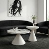 Βοηθητικά τραπέζια Coozlin Inart sintered stone σε απόχρωση λευκό μαρμάρου με λευκό-χρυσό μέταλλο