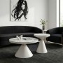 Βοηθητικά τραπέζια Coozlin Inart sintered stone σε απόχρωση λευκό μαρμάρου με λευκό-χρυσό μέταλλο