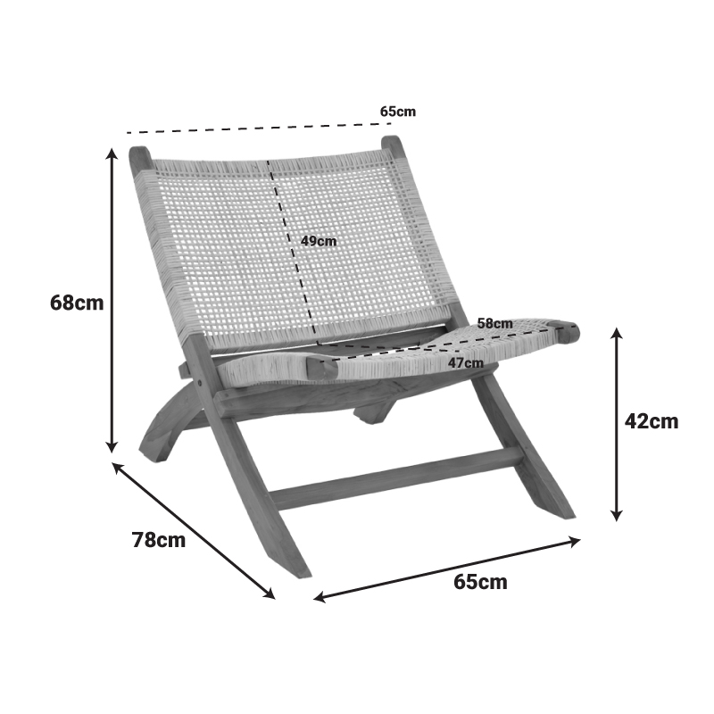 Πολυθρόνα Jerenze pakoworld φυσικό teak ξύλο-φυσικό rattan 65x78x68εκ