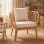 Πολυθρόνα Tania pakoworld φυσικό rattan-λευκό μαξιλάρι 76x76x76εκ