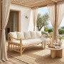 Καναπές Roziana pakoworld φυσικό teak ξύλο 210x100x80εκ