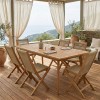 Τραπεζαρία 7 τεμ. Banou-Pino pakoworld teak ξύλο σε φυσική απόχρωση 180/240x100x75εκ