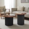 Tραπέζια σαλονιού Dovel pakoworld mdf σετ 2τεμ. καρυδι-μαύρο μεταλλο