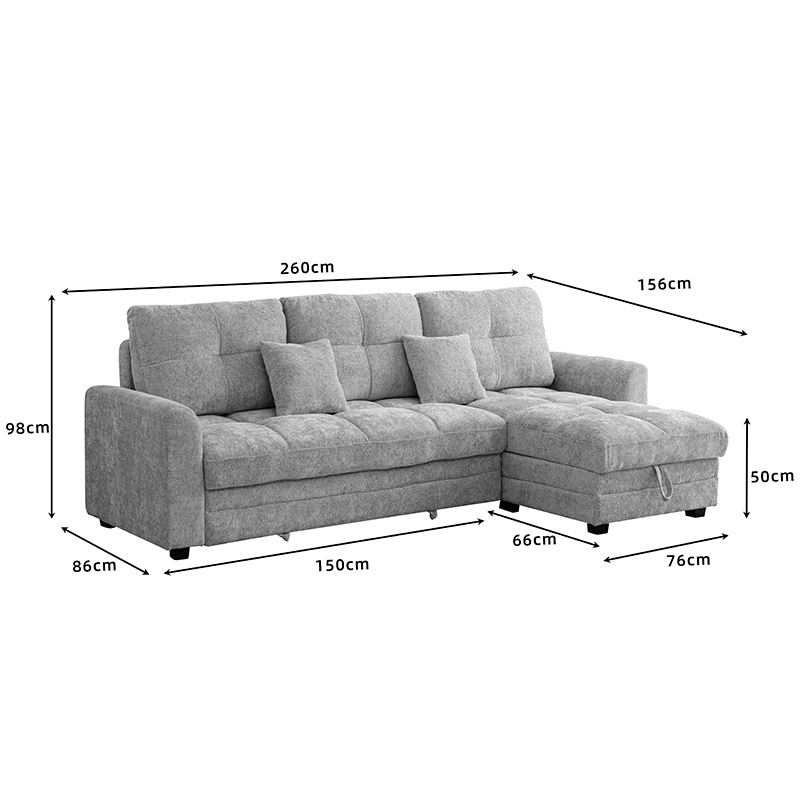Γωνιακός αναστρέψιμος καναπές κρεβάτι Comfie pakoworld με αποθηκευτικό χώρο μπεζ ύφασμα 260x156x98εκ