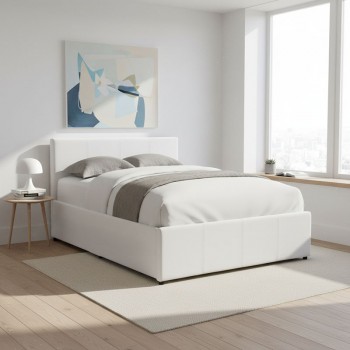 Κρεβάτι Dellia pakoworld με αποθηκευτικό χώρο pu λευκό 120x200εκ