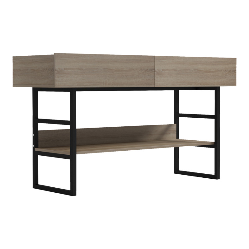 Κονσόλα Vien pakoworld σε sonoma-μαύρη απόχρωση 139x43x75.5εκ