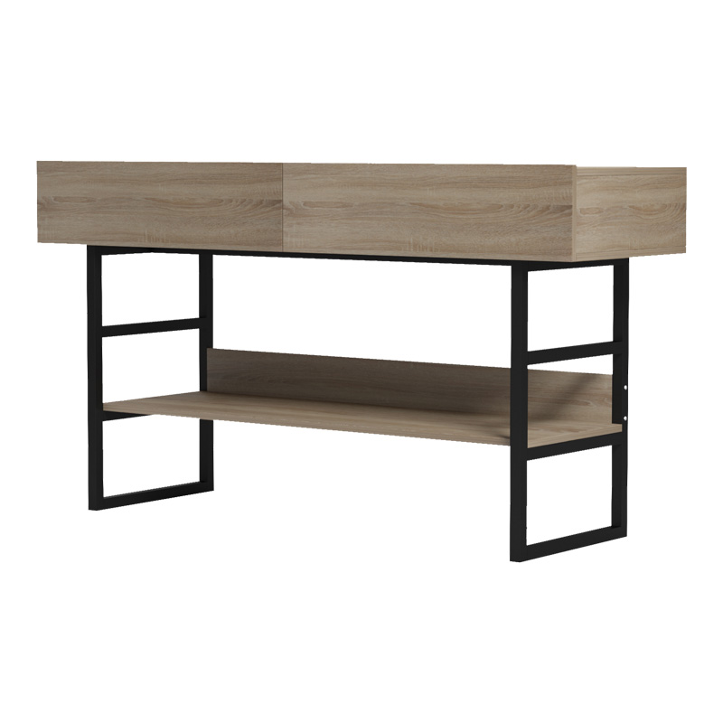 Κονσόλα Vien pakoworld σε sonoma-μαύρη απόχρωση 139x43x75.5εκ