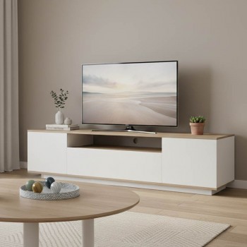 Έπιπλο τηλεόρασης Winey pakoworld σε sonoma-λευκή απόχρωση 180x44.5x44.5εκ