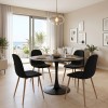 Τραπεζαρία Bella-Balou pakoworld σετ 5τεμ MDF μαύρο-ύφασμα μαύρο Φ120x73εκ
