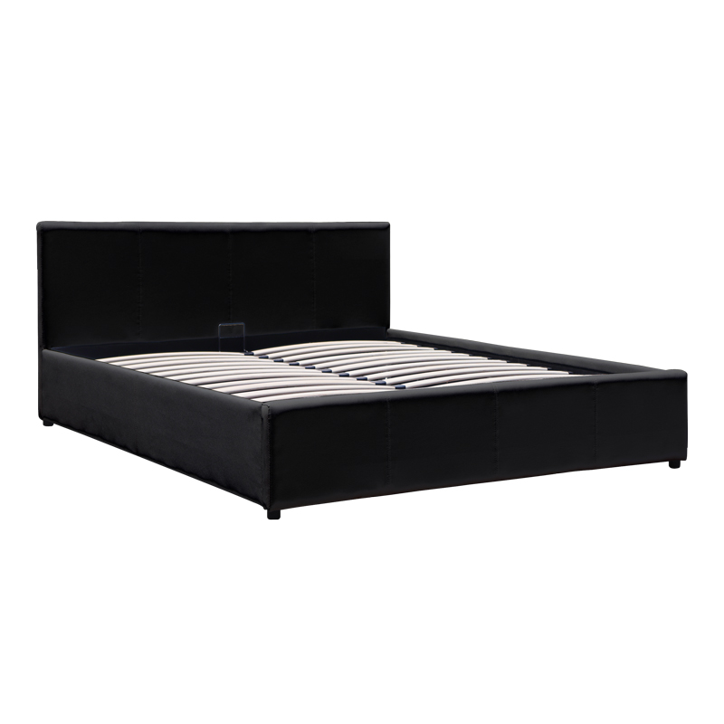 Κρεβάτι Dellia pakoworld με αποθηκευτικό χώρο pu μαύρο 150x200εκ