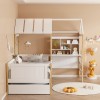 Παιδικό κρεβάτι Bedria pakoworld τ. Montessori ξύλο σε λευκή-φυσική απόχρωση 90x190εκ