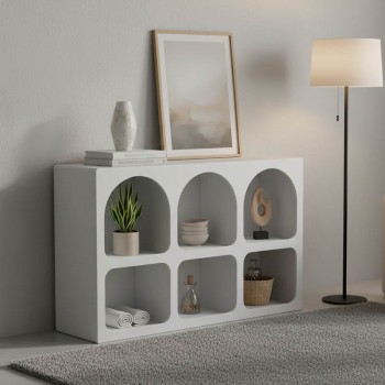 Μπουφές Emersi pakoworld με ράφια mdf σε λευκή απόχρωση 120x35x76εκ