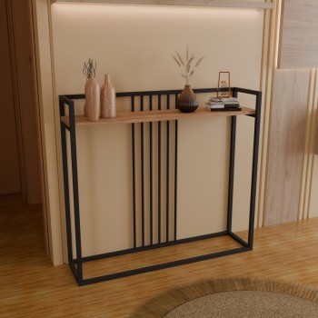 Κονσόλα Convida pakoworld oak με μαύρο μεταλλικό σκελετό 100x25x90εκ