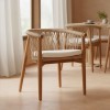 Πολυθρόνα Abby pakoworld σκελετός από teak ξύλο σε φυσική απόχρωση και κρεμ μαξιλάρι 60x58x78εκ