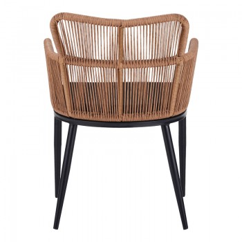 Πολυθρόνα Naoki pakoworld pe rattan -metal σε φυσική απόχρωση με μαύρα πόδια/μαξιλάρι 59x62.5x82εκ