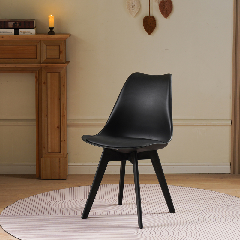 Καρέκλα Gaston I pakoworld PP-PU σε μαύρη απόχρωση 48.5x53.5x81.5εκ
