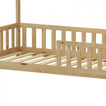 Παιδικό κρεβάτι Callan τ. Montessori με κιγκλίδωμα pakoworld ξύλο πεύκου σε φυσική απόχρωση 90x190εκ