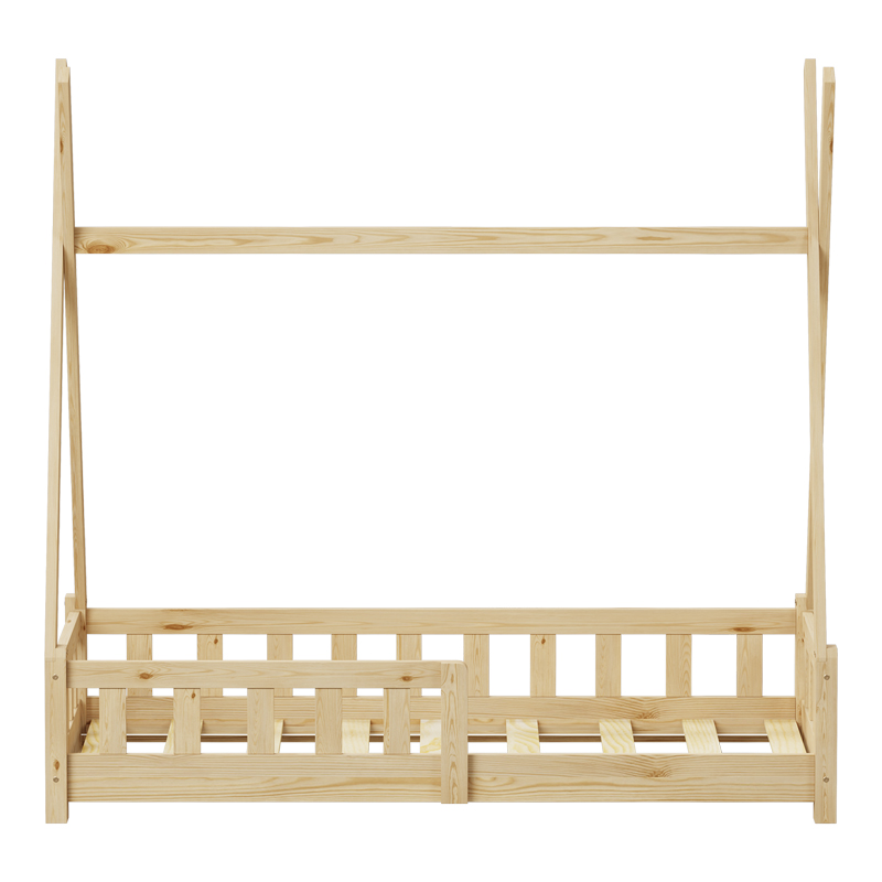 Παιδικό κρεβάτι Noam τ. Montessori με κιγκλίδωμα pakoworld ξύλο πεύκου σε φυσική απόχρωση 70x140εκ