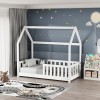 Παιδικό κρεβάτι Bambie με κιγκλίδωμα τ. Montessori pakoworld ξύλο πεύκου σε λευκή απόχρωση 70x140εκ