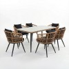 Τραπεζαρία Naoki σετ 7 τεμ pakoworld μέταλλο μαύρο-pe φυσικό-γυαλί 160x90x78εκ