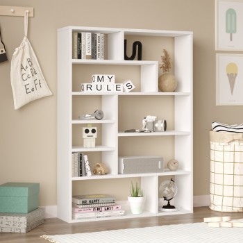 Βιβλιοθήκη Decora pakoworld σε λευκη απόχρωση 90x22x123.6εκ
