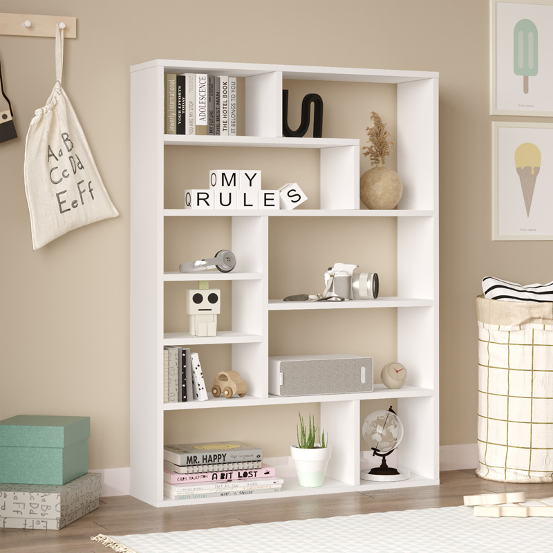 Βιβλιοθήκη Decora pakoworld σε λευκη απόχρωση 90x22x123.6εκ