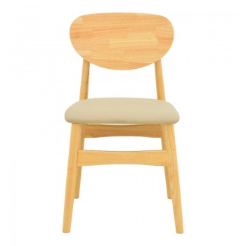 Καρέκλα Cardith pakoworld rubberwood-plywood σε φυσική απόχρωση-pu μπεζ 48x51x78εκ