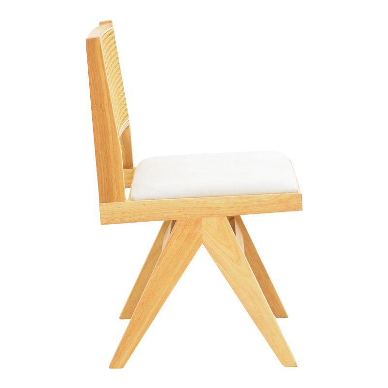 Καρέκλα Winslow pakoworld rubberwood σε φυσική απόχρωση-ύφασμα λευκό 46x58x80εκ