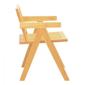 Πολυθρόνα Winslow pakoworld rubberwood-rattan σε φυσική απόχρωση 51x54x80εκ