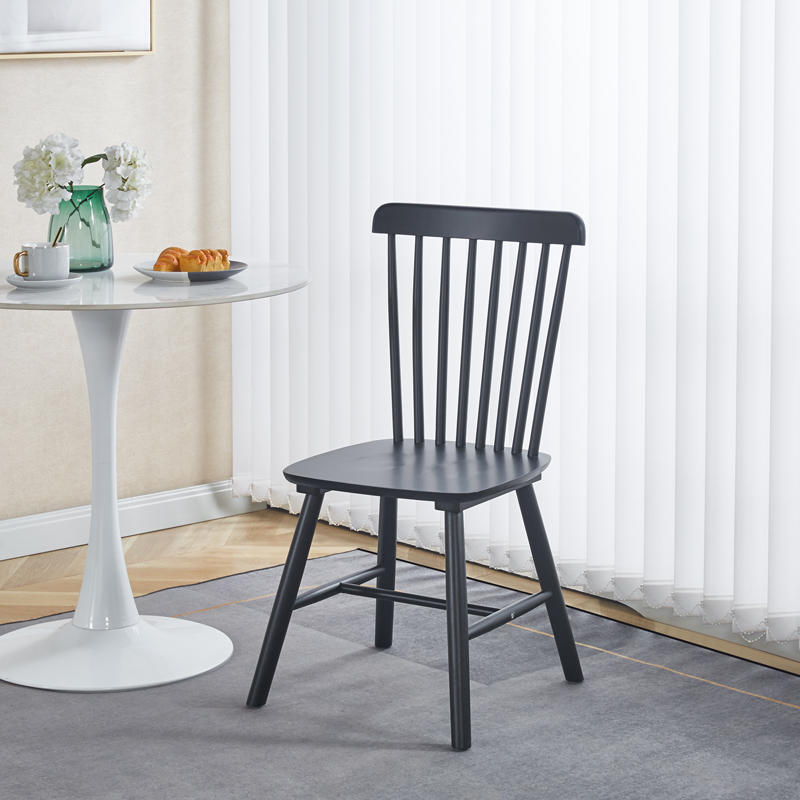Καρέκλα Bristol pakoworld rubberwood σε μαύρη απόχρωση 45x51x86εκ