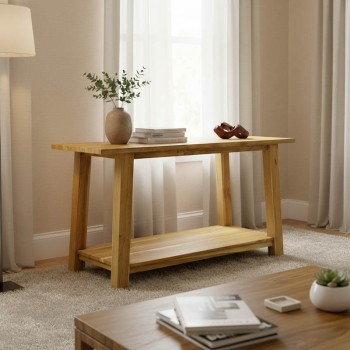 Κονσόλα Decoza pakoworld teak ξύλο σε φυσική απόχρωση 140x40x80εκ