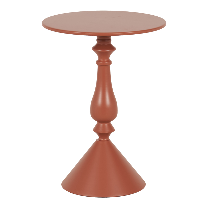 Βοηθητικό τραπέζι Lalou pakoworld μέταλλο σε απόχρωση terracotta Φ40x55εκ