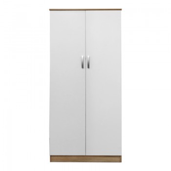 Ντουλάπα δίφυλλη Athos pakoworld σε sonoma-λευκή απόχρωση 80x42x180εκ