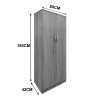 Ντουλάπα δίφυλλη Athos pakoworld σε λευκή απόχρωση 80x42x180εκ