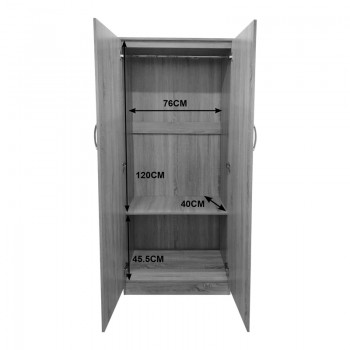 Ντουλάπα δίφυλλη Athos pakoworld σε wenge απόχρωση 80x42x180εκ