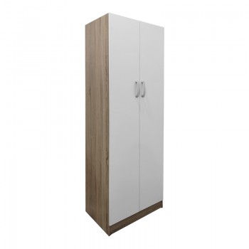 Ντουλάπα δίφυλλη Athos pakoworld σε sonoma-λευκή απόχρωση 60x42x180εκ
