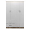 Ντουλάπα τετράφυλλη με 2 συρτάρια Athos pakoworld σε sonoma-λευκή απόχρωση 120.5x42x181εκ