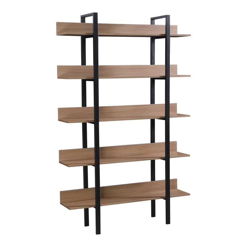 Βιβλιοθήκη Boderta pakoworld σε sonoma-μαύρη απόχρωση 120x30x190εκ