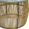 Τραπέζι Adela pakoworld pe wicker-γυαλί σε φυσική απόχρωση Φ47x38εκ