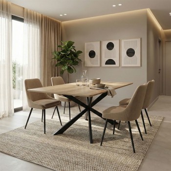 Τραπέζι Aragne pakoworld sonoma mdf με μαύρα μεταλλικά πόδια 160x90x75εκ