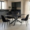 Τραπέζι Mattias pakoworld sintered stone μαύρη όψη μαρμάρου με μαύρα μεταλλικά πόδια 180x90x75εκ