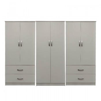 Ντουλάπα εξάφυλλη Athos pakoworld λευκή 240x42x180εκ