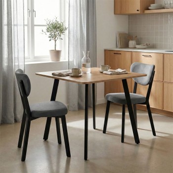 Τραπέζι Squaro pakoworld sonoma mdf με μαύρα μεταλλικά πόδια 80x80x75εκ