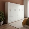 Ντουλάπα οχτάφυλλη Athos pakoworld λευκή 241x42x181εκ