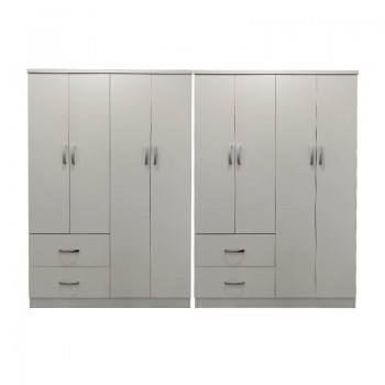 Ντουλάπα οχτάφυλλη Athos pakoworld λευκή 241x42x181εκ
