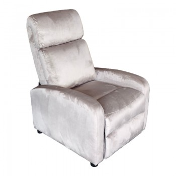 Πολυθρόνα relax Norva pakoworld βελούδο σε γκρι απόχρωση 68.5x86x100εκ